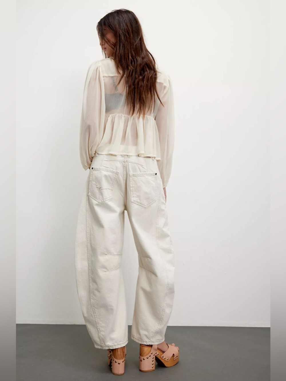 Viral We The Free Good Luck Mid-Rise Barrel Jeans size 27 color Milk - Picture 7 of 11